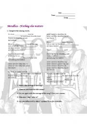 English Worksheet: Song - Nothing else matters Metallica