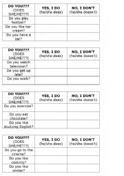 English Worksheet: short answers game - present simple questions