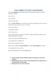 English worksheet: PastSimpleVSPastContinous (Grammar)