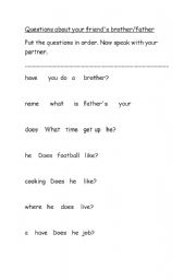 English worksheet: Present simple questions about brother/sister