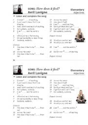 English Worksheet: SONG: How does it feel? by Avril Lavigne