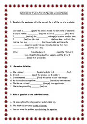 English Worksheet: REVIEW FOR ADVANCED LEARNERS
