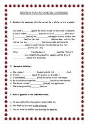 English Worksheet: REVIEW FOR ADVANCED LEARNERS
