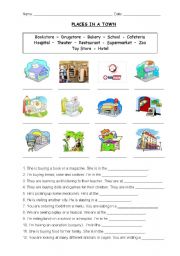 English Worksheet: Places in a Town