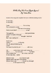 English worksheet: A new day has come - by Celine Dion