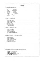 English Worksheet: Verb to be and professions