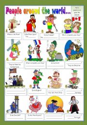 English Worksheet: PEOPLE AROUND THE WORLD...