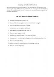 English worksheet: Stamping our bad social behaviour. Discussion worksheet part 1