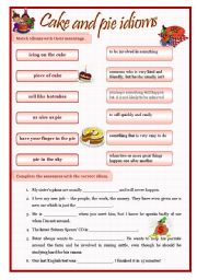 English Worksheet: idioms 3 - cake and pie