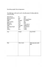 English worksheet: Describing people