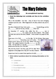 English Worksheet: The Mary Celeste - 2 pages + key