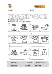 English Worksheet: THE CLOTHES COLOURS