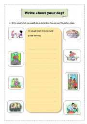 English Worksheet: Writing about daily activities