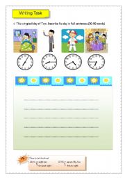 English Worksheet: Daily routine writing