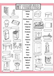 English Worksheet: My Furniture