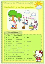 English Worksheet: There is There are hello kitty set 3