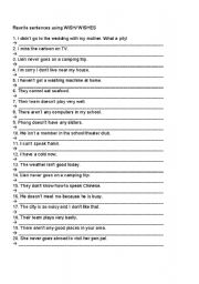 English Worksheet: WISH sentences