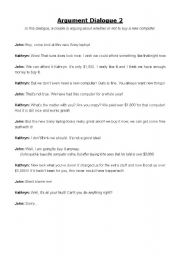 English Worksheet: Argument Dialogue