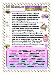 English Worksheet: LETS TALK ABOUT OUR CLASSROOM (SPEAKING SERIES 50)