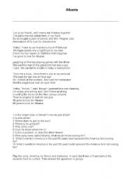 English Worksheet: America by Simon/Garfunkel