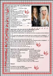 English Worksheet: LADY GAGA and BEYONC Telephone LISTENING song-based activity (FULLY EDITABLE AND KEY INCLUDED!!!)