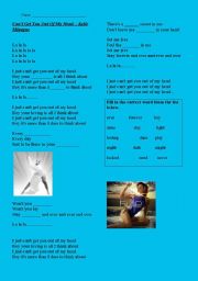 English Worksheet: Cant Get You Out of my Head - Kylie Minogue listening work sheet