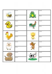 English Worksheet: Animals Action and Sound