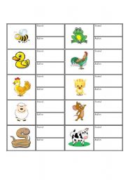 English worksheet: Animals Action and Sound