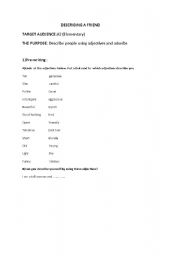 English worksheet: writing describing