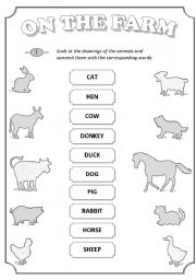 English Worksheet: On the farm