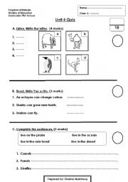 English worksheet: quiz