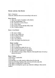 English worksheet: BEE MOVIE ACTIVITY