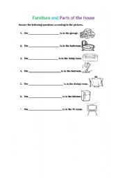 English Worksheet: Furniture and Parts of the House