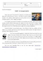 Tigers - endangered species