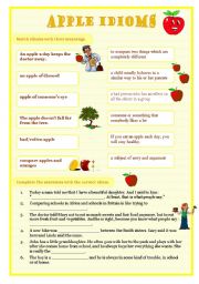 English Worksheet: idioms 4 - apple idioms
