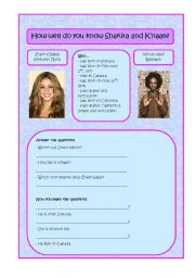 English Worksheet: Shakira and Knaan