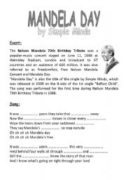 English Worksheet: Mandela Day (Simple Minds)