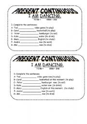 English worksheet: PRESENT CONTINUOUS