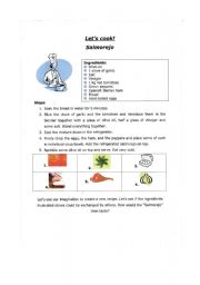 English worksheet: More cooking lessons