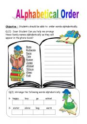 English Worksheet: Alphabetical order