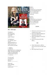 English Worksheet: Song activity Avril Lavigne - Underground