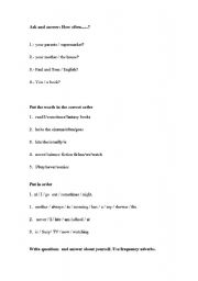 English worksheet: Frequency adverbs