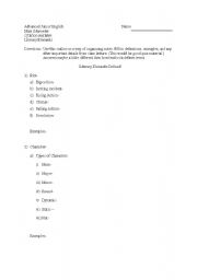 English worksheet: Of Mice and Men Paper Literary Elements