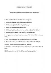 English worksheet: 12 interesting questions about the world cup