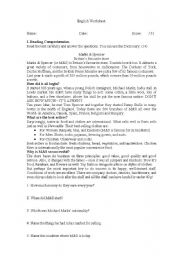 English Worksheet: Past Simple 