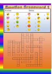 English Worksheet: Emotion Crossword1
