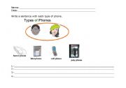 English worksheet: TYPES OF PHONES