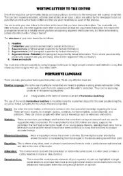 English Worksheet: Writing Letters to the editor