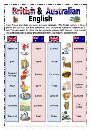 British & Australian Pictionary 1/2 - ESL by nessita77