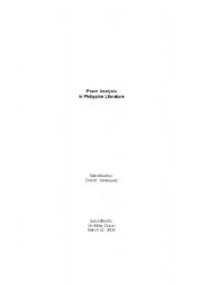 English Worksheet: poem analysis